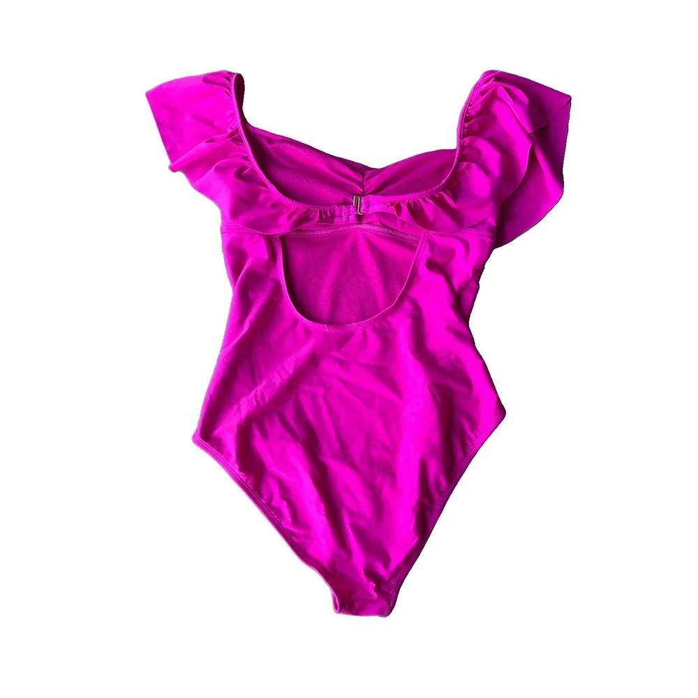 Women's Betsy Johnson Monaco Ruffle One-Piece / Off-the-Shoulder Bandeau Maillot - Picture 2 of 5